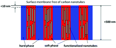 Di-block copolymer with a cylindrical nanostructure plus embedded carbon nanotubes; the soft segment could be PEO and the nanotubes could be functionalized with PEG to have a desired dispersion. In addition, the top surface should be free of nanotubes (a condition). Thus the selectivity would not be lost. As a CO2 selective membrane, this hypothetical membrane would be highly selective due to the presence of PEO, and super-permeable due to the nanotubes.