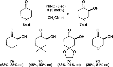 Asymmetric α-hydroxylation of ketones catalysed by 3.