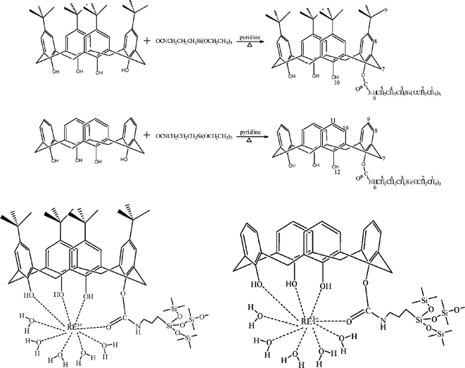 Typical preparation procedures of calix[4]arene-derived ORMOSILs and the corresponding lanthanide hybrids. Reprinted with permission from ref. 34c. Copyright 2008, American Chemical Society.