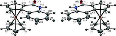 ORTEP diagrams (30% probability) of RP-1 and SP-1.