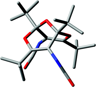 B3LYP/6-31G**-calculated structure of diisocyanate 5 (hydrogen atoms omitted for clarity). See ESI for additional views.
