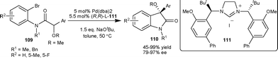Intramolecular arylation of α-alkoxy amide (109).