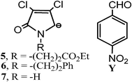 α,β-unsaturated γ-Butyrolactams (deprotonated forms) 5, 6, 7 and the para-nitrobenzaldehyde Y chosen for the study.