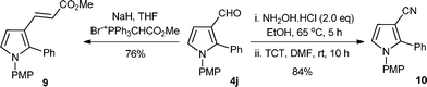 Synthetic transformation of pyrrole 3-carboxaldeyhde 4j.