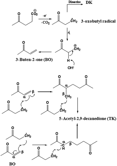 Proposed synthetic pathways toward 5-acetyl-2,9,-decanedione.