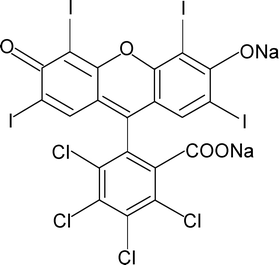 Chemical structure of the dye Rose Bengal.