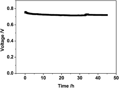 OCV–time curve of the OCV decay acceleration test of PP-NW/[N111]·H2PO4.