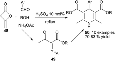 Synthesis of 1,4-DHPs involving 4-methyleneoxetan-2-one.