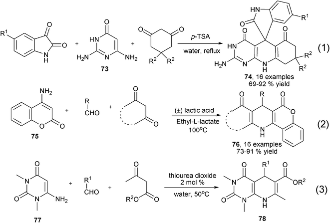 Various synthesis of spiro- or fused 1,4-DHPs with different enaminones.