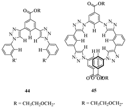 Acyclic triazole-based receptors 44 and 45.