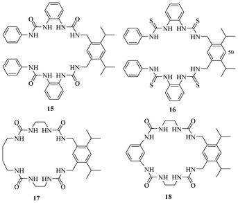 Urea and thiourea-based receptors 15–18 for recognition of H2PO4−.