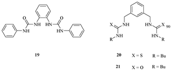 Urea receptors 19–21 for acetate.