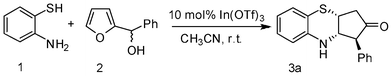 Reaction of 2-aminothiophenol with furan-2-yl(phenyl)methanol.