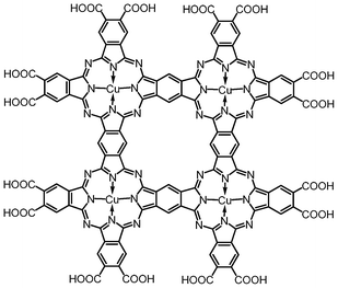 Structure of the proposed cyclic, fused phthalocyanine tetramer, (Cu4Pc*)(COOH)16.