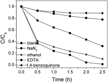 0.18Pt–TiO2 photocatalyzed degradation of 2,4,6-TCP in the presence of scavengers.