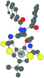 The proposed model of 1 : 1 binding of the receptor 1 with Ag+ in water.