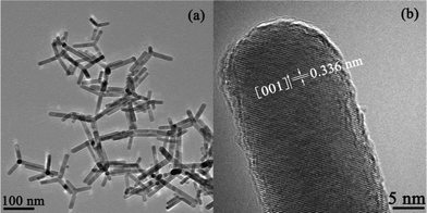 (a) TEM and (b) HRTEM images of the sample R140.