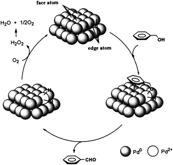 Possible reaction mechanism for the oxidation of alcohols on the surface of Pd nanocluster. Reproduced with permission from ref. 73. Copyright American Chemical Society.