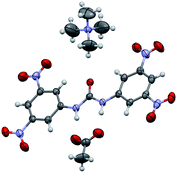 A thermal ellipsoid plot (30% probability level) as obtained from the 10 s data set collected on the rotating anode diffractometer.