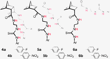 Norbornane and norbornene based hosts 5–7.