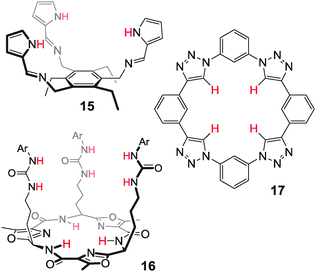 Examples of preorganised tripods and macrocycle.39,41,43