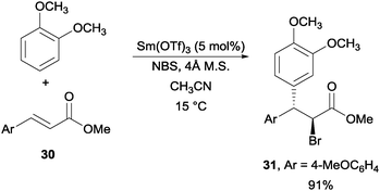 NBS promoted Friedel–Crafts alkylation of alkene.