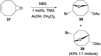 NBS initiated epoxide opening with an external nucleophile.
