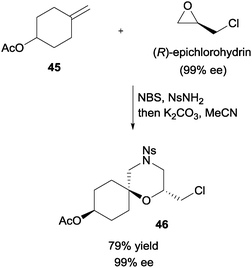 Enantioselective synthesis of 2,2,6-trisubstituted morpholine via NBS initiated MCR.