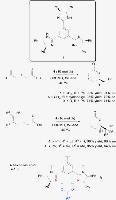 Enantioselective bromolactonization with C3-symmetric trisimidazoline.