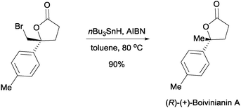 Synthesis of (R)-(+)-boivinianin A from chiral bromolactone.