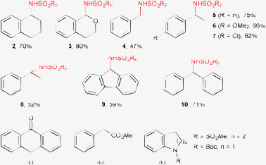 Intermolecular amination of benzylic C–H bonds.