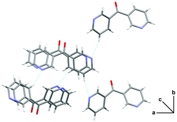 View of L1 showing the four H-bonds for each molecule and the helix running along the c axis.