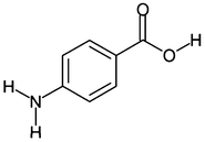 The molecular structure of p-aminobenzoic acid.