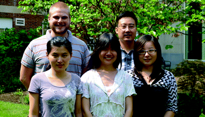 Benjamin Roembke (top left), Min Guo (top right), Yiling Luo (bottom left), Yue Zheng (bottom, middle), and Jie Zhou (bottom, right)