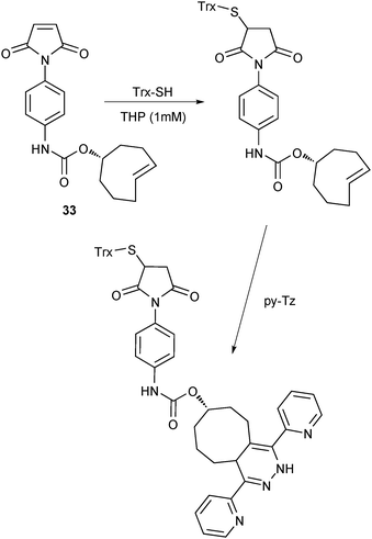 Mutual orthogonality of iEDDA and Michael thiol–ene chemistry (THP = tri(3-hydroxypropyl)phosphine).10