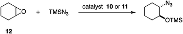 Epoxide-opening reaction of cyclohexene oxide (12) with TMSN3.