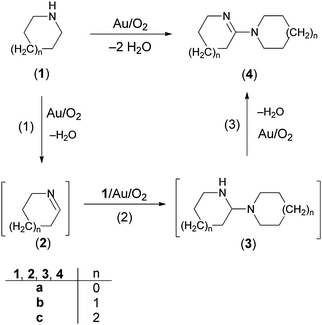 Oxidative-dehydrogenation of cyclic amines.34 Reprinted with permission from Royal Society of Chemistry.