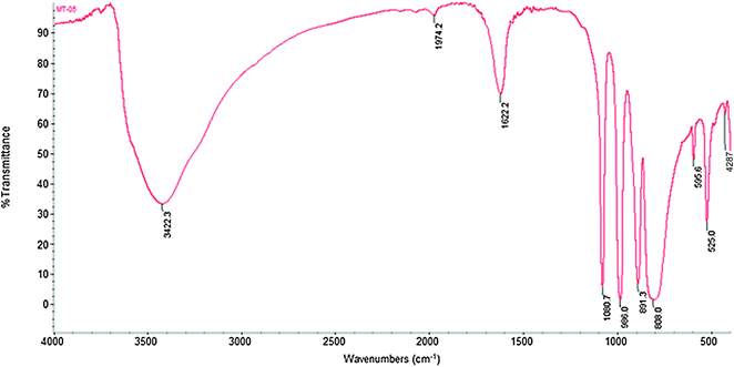 FTIR spectra of the KPW catalyst.