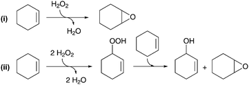 Mechanistic pathways for (i) heterolytic and (ii) homolytic epoxidation of cyclohexene with H2O2.54
