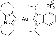 Gold(i) hetero-bis(carbene) complex [Au(FPyr)(iPr2-bimy)]PF6 (2).