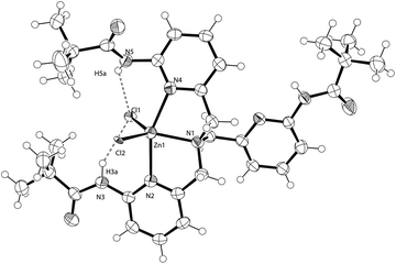 The asymmetric unit of 6. Displacement ellipsoids are shown at 50% probability. H atoms are of arbitrary size.