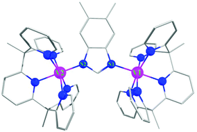Crystal structure of the complex 1. Color code: V in pink, N in blue, for clarity hydrogens are omitted.