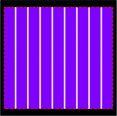 Schematic diagram of DSC module composed of 9 unit cells covered by a shading mask (black area) with a single aperture (rectangle indicated by red dash line). The active area (purple parts) is separated by 8 intervals (white parts).