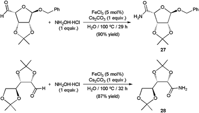 FeCl3-catalyzed synthesis of amides 27 and 28.