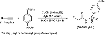 CuCN-promoted gram-scale synthesis of sulfonyl amides.