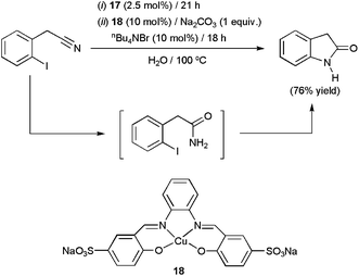 Copper-catalyzed one-pot synthesis of 2-oxotetrahydroindole in water.