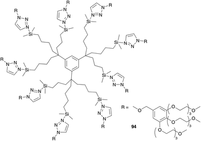 Amphiphilic dendrimer 101 for aqueous metathesis reaction.110