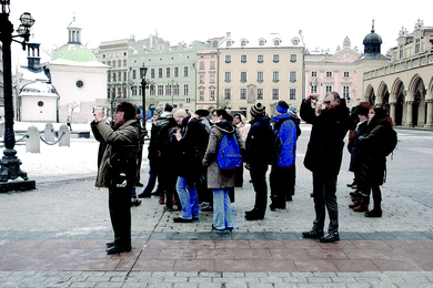 Delegates in the Main Market Square, enjoying the walking tour through the streets of Old Krakow.