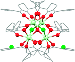 Tetranuclear [Ln4(μ2-Cl)2(μ4-O)(13)6]Cl2 clusters in a tetrahedral arrangement around a μ4-oxo core.