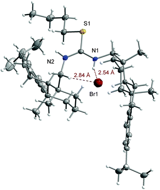 A partial crystal structure of [2c]Br, showing a view of a single pair of ions.